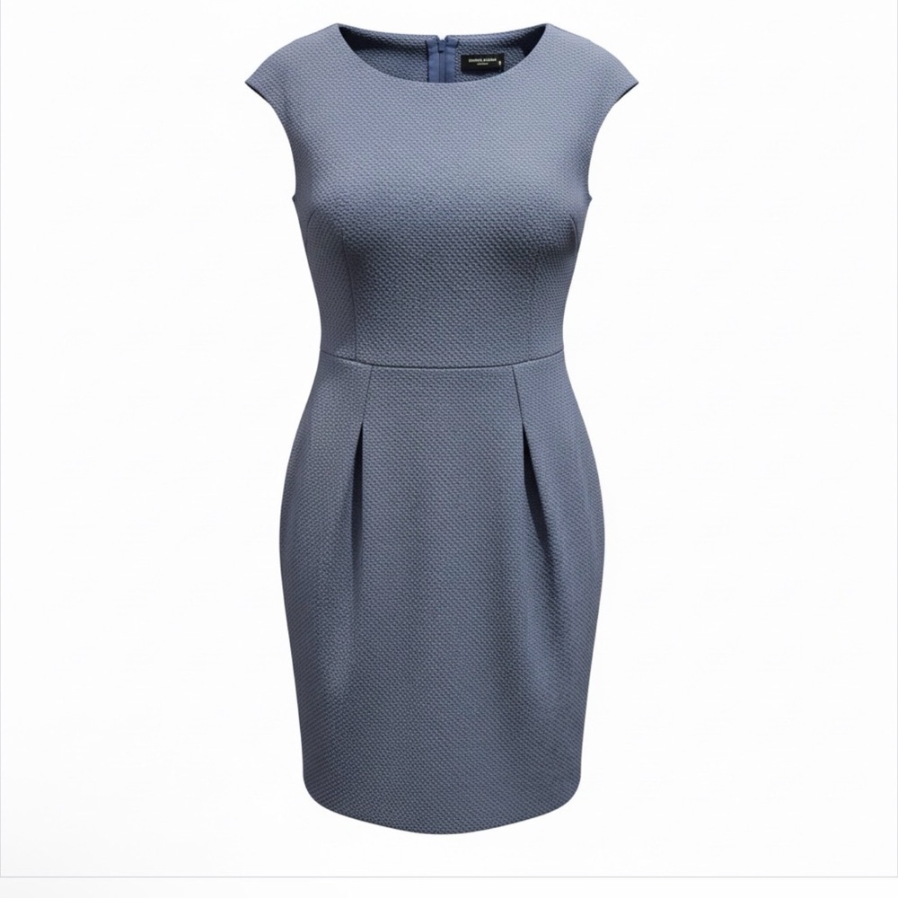 Navy office cotton blend NWT sleek pencil knee length dress bussiness casual - Picture 1 of 9